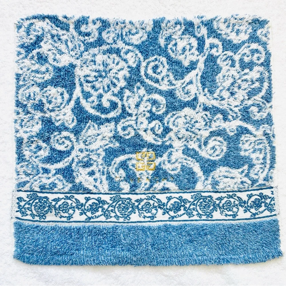 Givenchy hand towel cotton Bath Bag Women Scarf Logo Blue Authentic Room purse